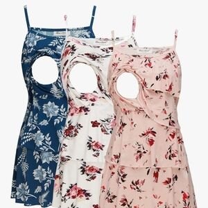 Floral Cutout Dresses in Blue, White, and Pink